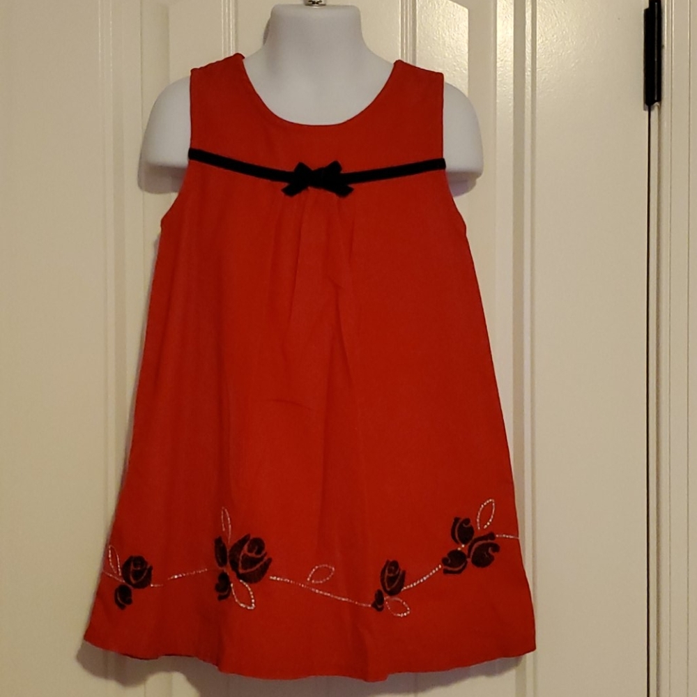 Red floral cotton dress